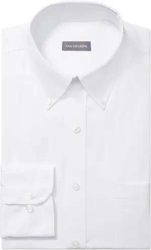 Van Heusen Men's Pinpoint Regular Fit Solid Button Down Collar Dress Shirt