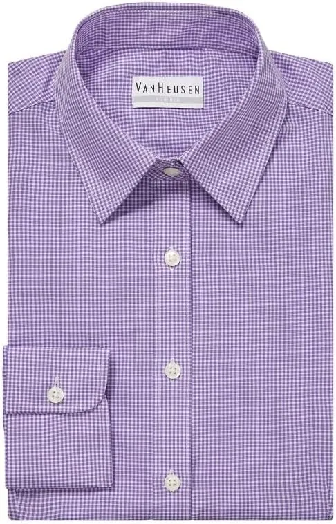 Van Heusen Men's Regular Fit Gingham Button Down Collar Dress Shirt