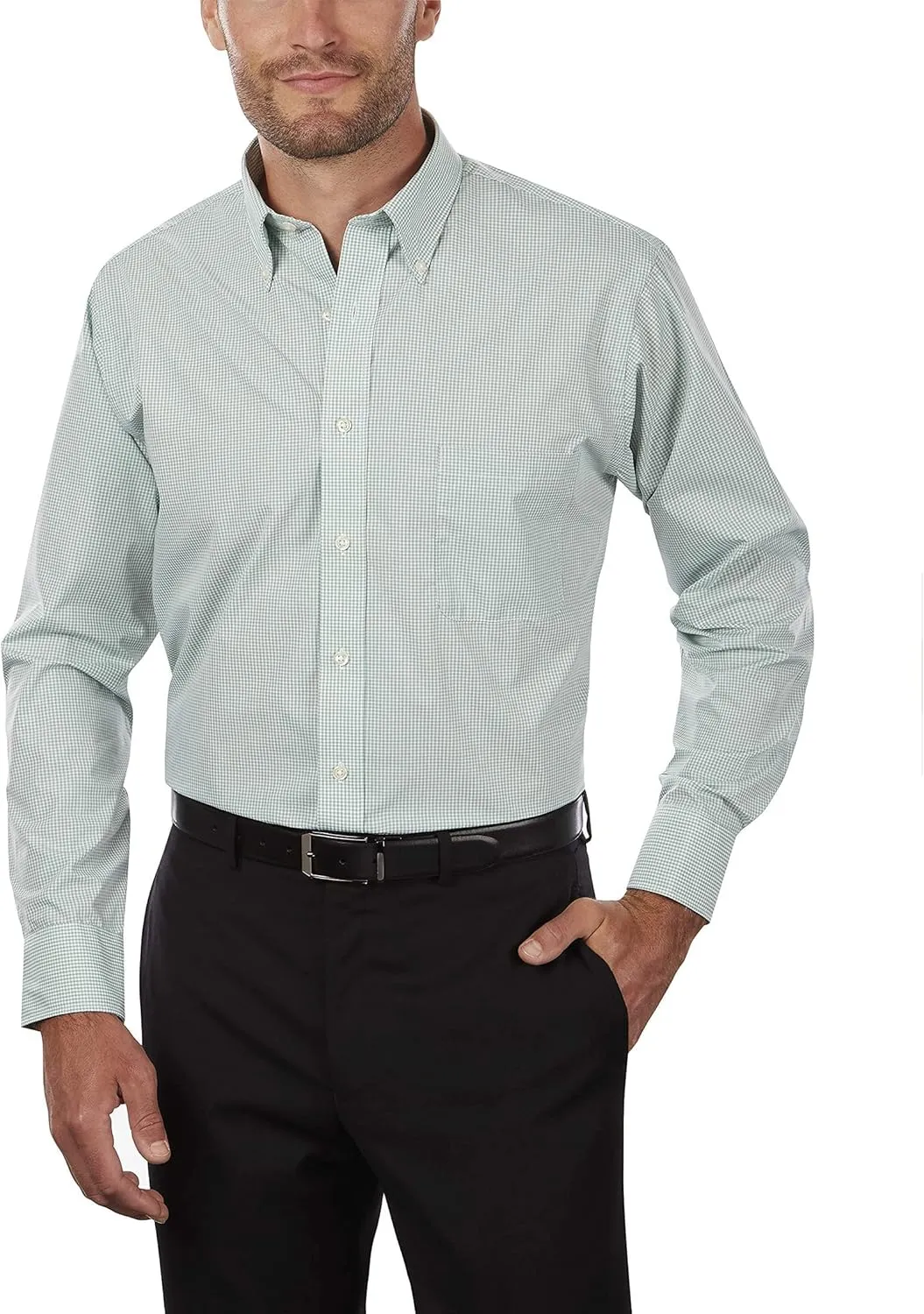 Van Heusen Men's Regular Fit Gingham Button Down Collar Dress Shirt