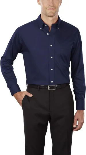 Van Heusen Men's Regular Fit Twill Solid Button Down Collar Dress Shirt