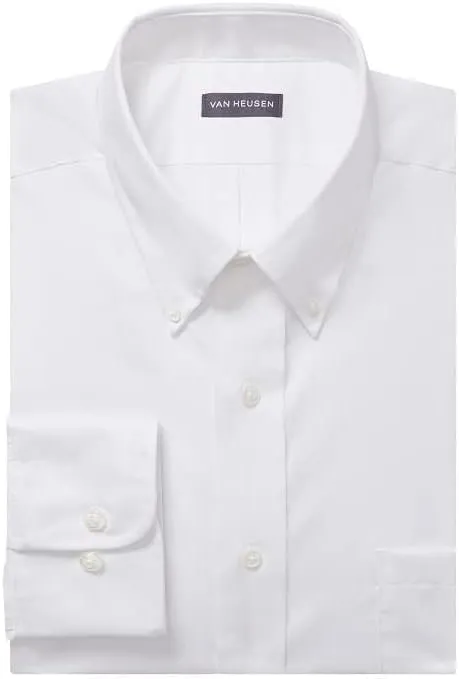 Van Heusen Men's Regular Fit Twill Solid Button Down Collar Dress Shirt