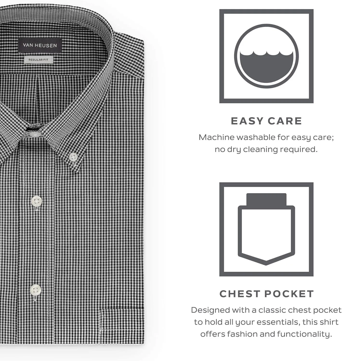 Van Heusen Men's Regular Fit Twill Solid Button Down Collar Dress Shirt