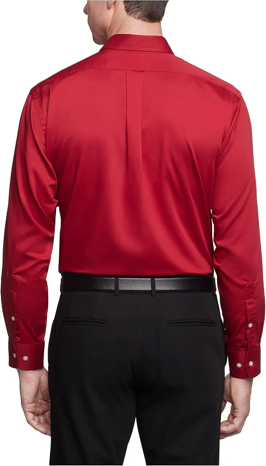 Van Heusen Men's Regular Fit Twill Solid Button Down Collar Dress Shirt