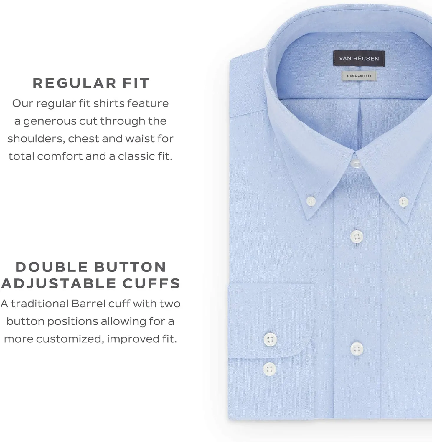 Van Heusen Men's Regular Fit Twill Solid Button Down Collar Dress Shirt
