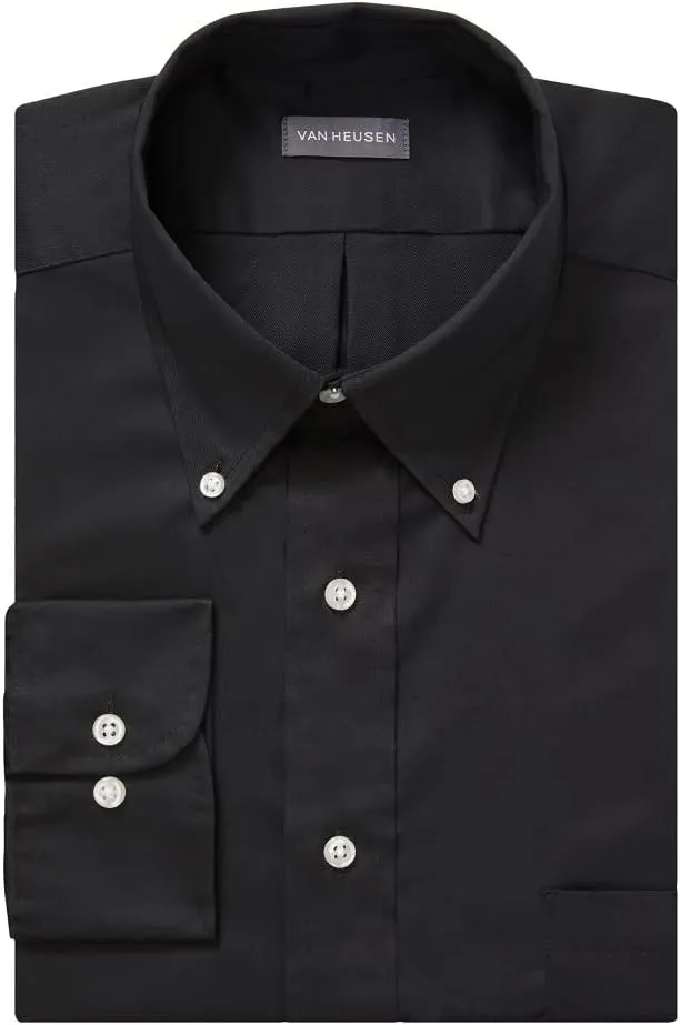Van Heusen Men's Regular Fit Twill Solid Button Down Collar Dress Shirt