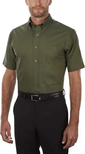 Van Heusen Men's Short Sleeve Dress Shirt Regular Fit Oxford Solid