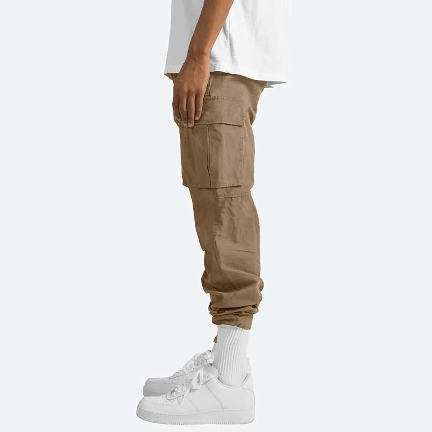 Vickyleb Men's Cargo Pants Casual Athletic Hiking Pants Joggers Loose Fit Cotton Straight Workout Sweatpants for Men