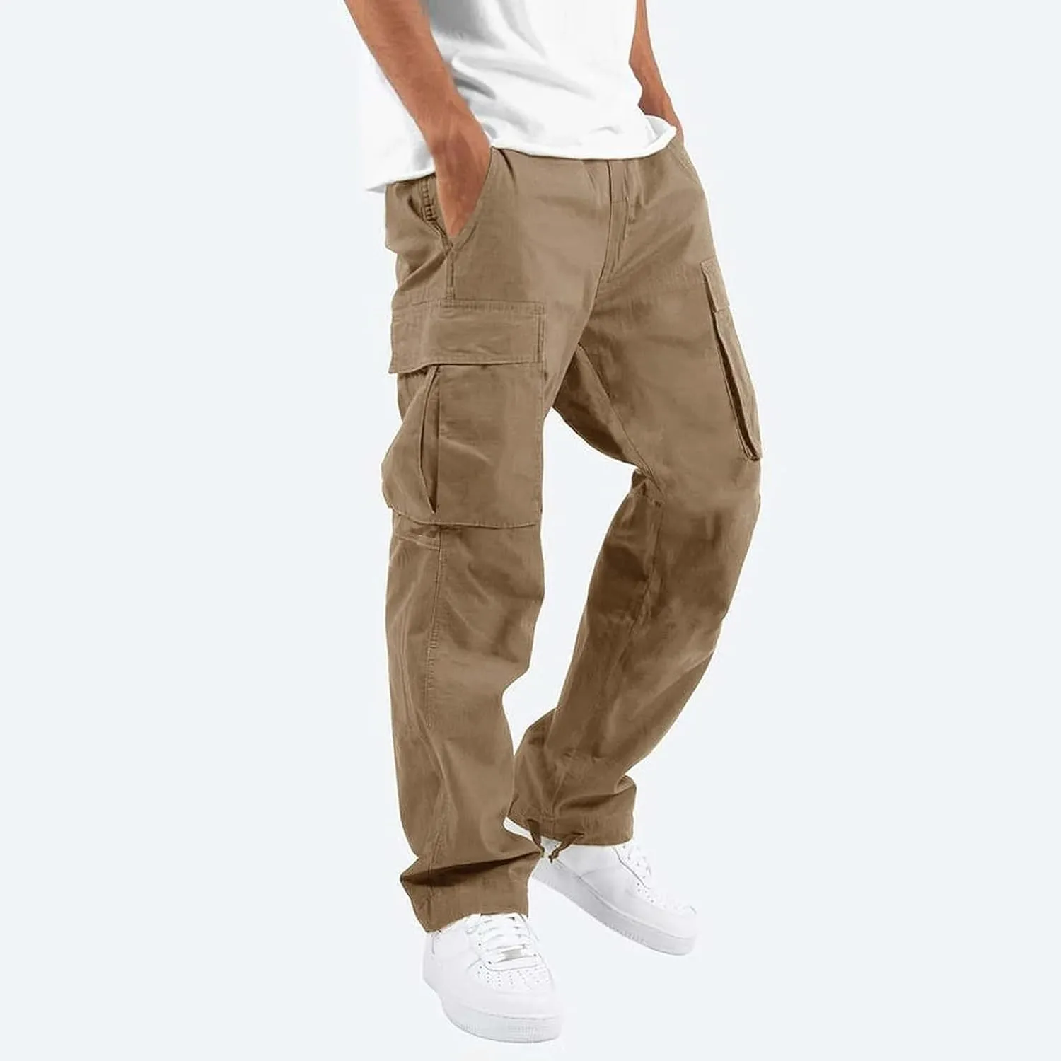Vickyleb Men's Cargo Pants Casual Athletic Hiking Pants Joggers Loose Fit Cotton Straight Workout Sweatpants for Men