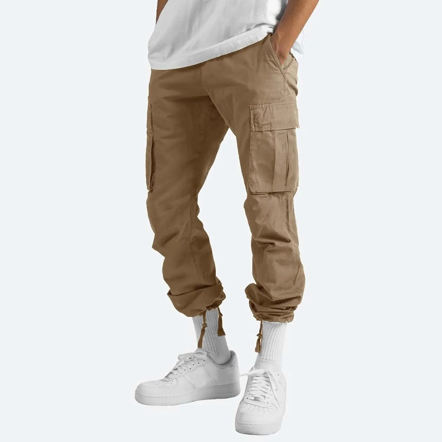 Vickyleb Men's Cargo Pants Casual Athletic Hiking Pants Joggers Loose Fit Cotton Straight Workout Sweatpants for Men