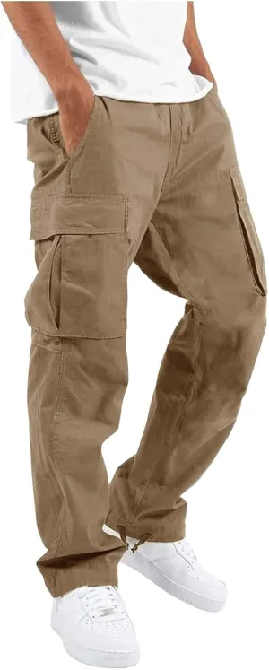 Vickyleb Men's Cargo Pants Casual Athletic Hiking Pants Joggers Loose Fit Cotton Straight Workout Sweatpants for Men