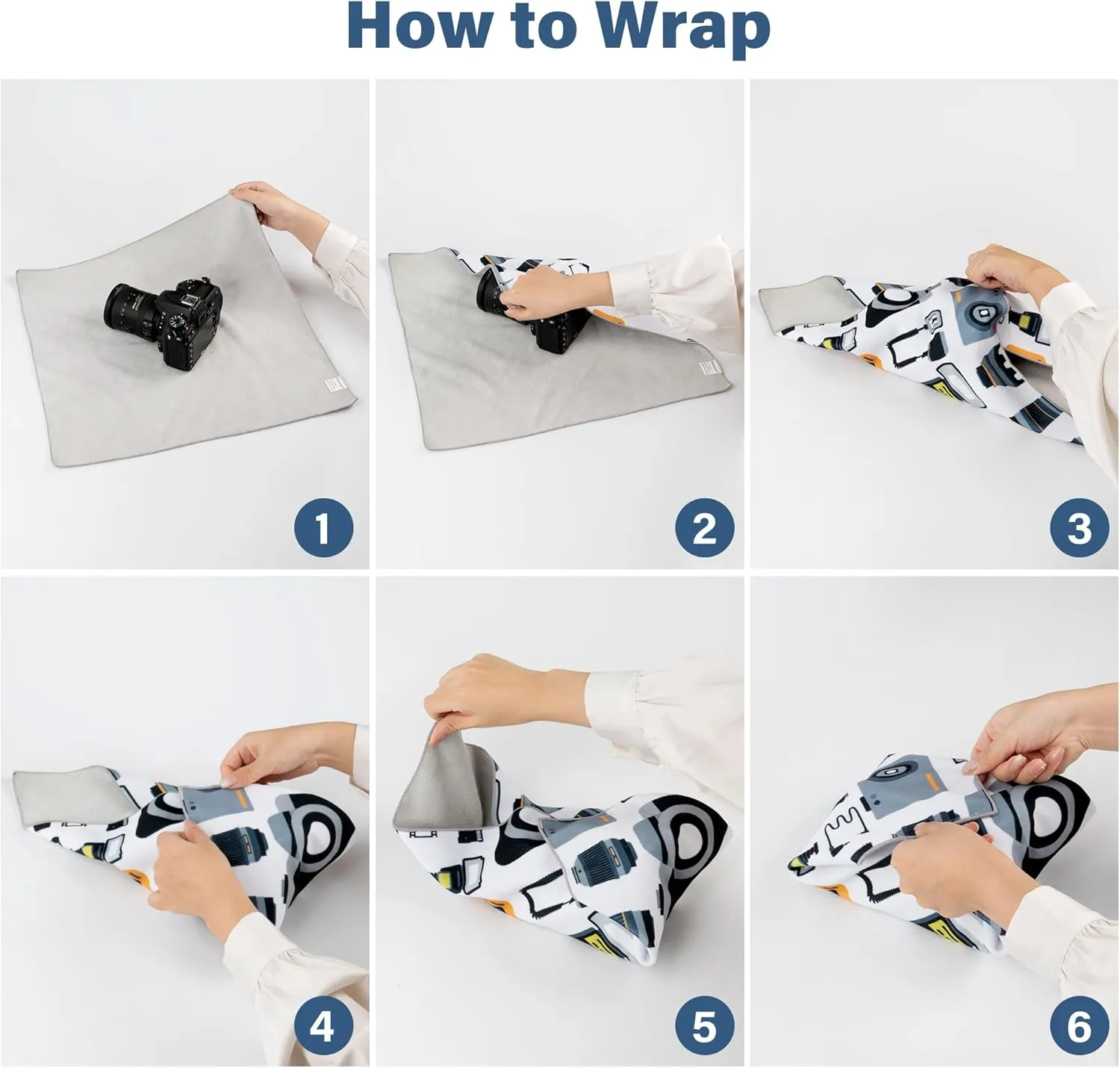 Walking Way Protective Wrap, Self-Adhesive Magic Cloth Camera Wrap, Storage Cloth, Anti-Scratch, Dustproof, Washable Lens Pouch for DSLR, Smartphones, Laptops, Cosmetic
