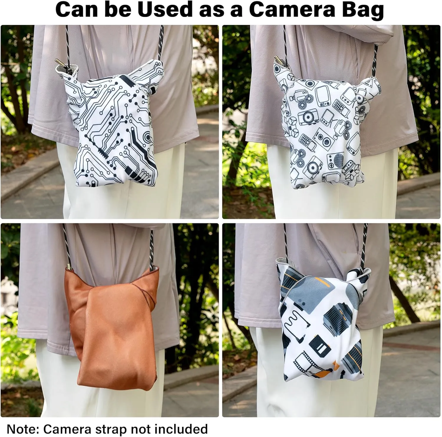 Walking Way Protective Wrap, Self-Adhesive Magic Cloth Camera Wrap, Storage Cloth, Anti-Scratch, Dustproof, Washable Lens Pouch for DSLR, Smartphones, Laptops, Cosmetic