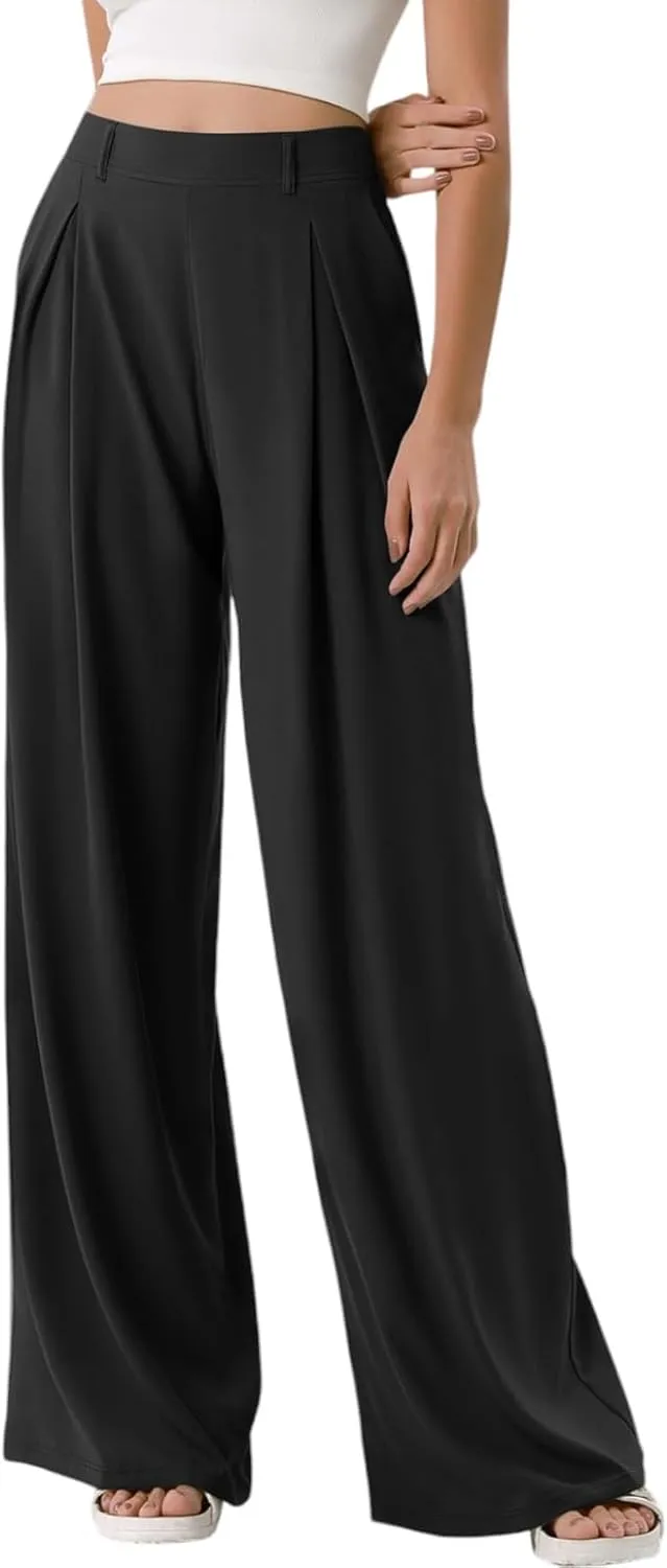 Wide Leg Pants for Women High Waist Casual Loose Trousers Ladies Soft Comfy Outfit Dressy Trendy Pants with Pockets