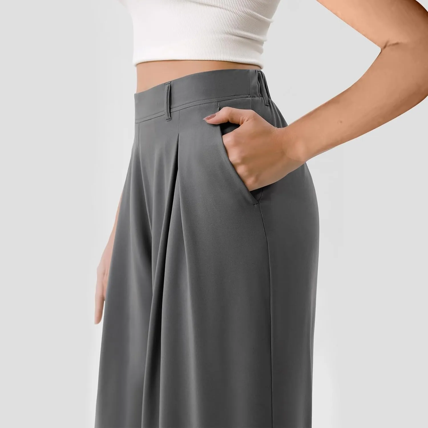 Wide Leg Pants for Women High Waist Casual Loose Trousers Ladies Soft Comfy Outfit Dressy Trendy Pants with Pockets