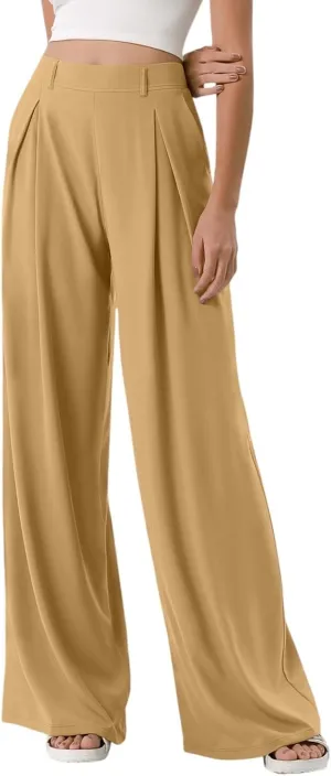 Wide Leg Pants for Women High Waist Casual Loose Trousers Ladies Soft Comfy Outfit Dressy Trendy Pants with Pockets
