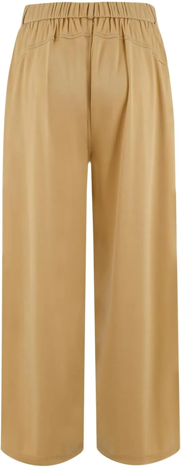Wide Leg Pants for Women High Waist Casual Loose Trousers Ladies Soft Comfy Outfit Dressy Trendy Pants with Pockets