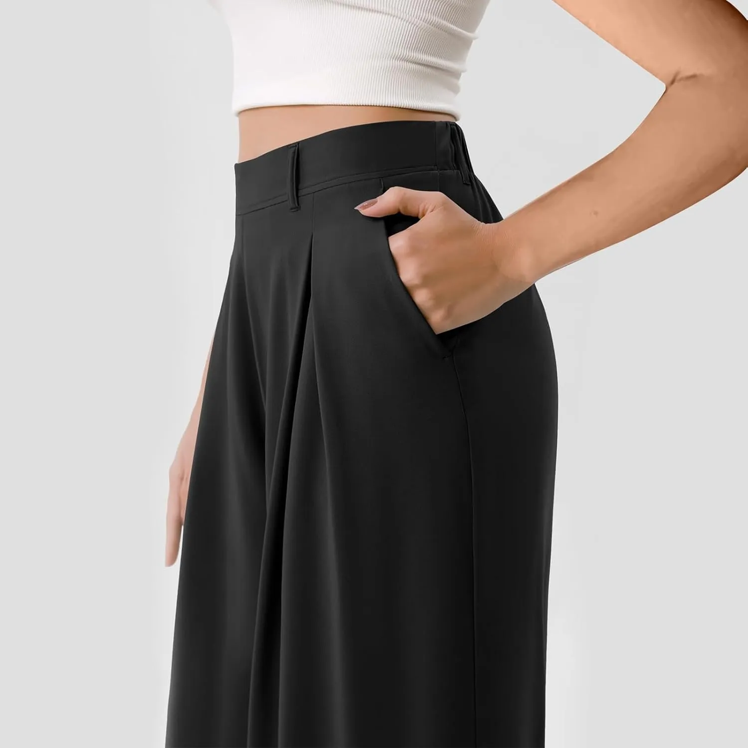 Wide Leg Pants for Women High Waist Casual Loose Trousers Ladies Soft Comfy Outfit Dressy Trendy Pants with Pockets