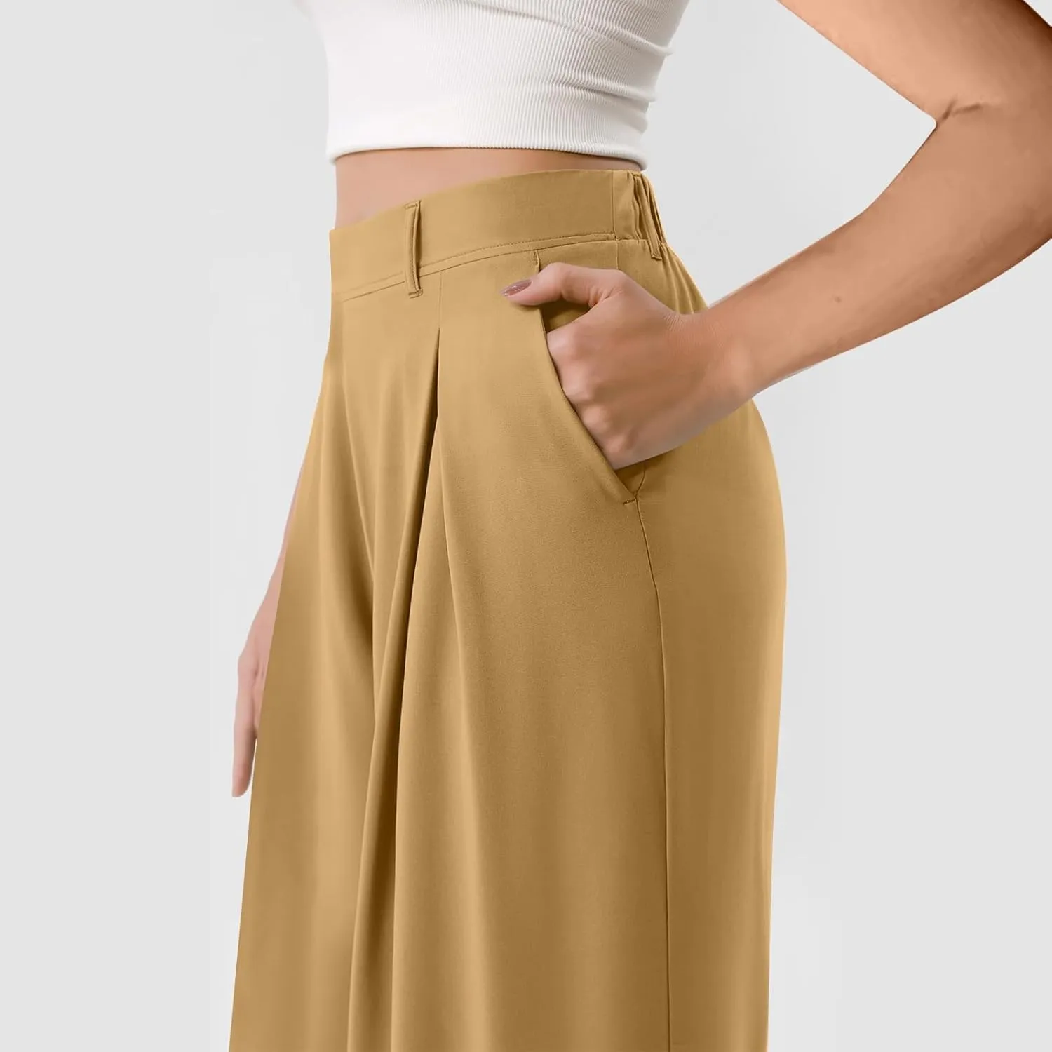 Wide Leg Pants for Women High Waist Casual Loose Trousers Ladies Soft Comfy Outfit Dressy Trendy Pants with Pockets