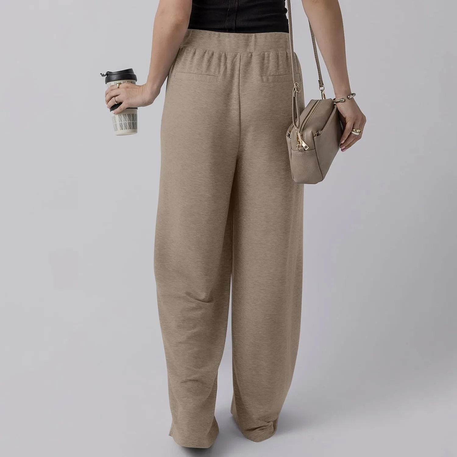 Wide Leg Sweatpants Women Baggy High Elastic Waist Loose Yoga Pants with Pockets Fleece Lined Athletic Golf Joggers