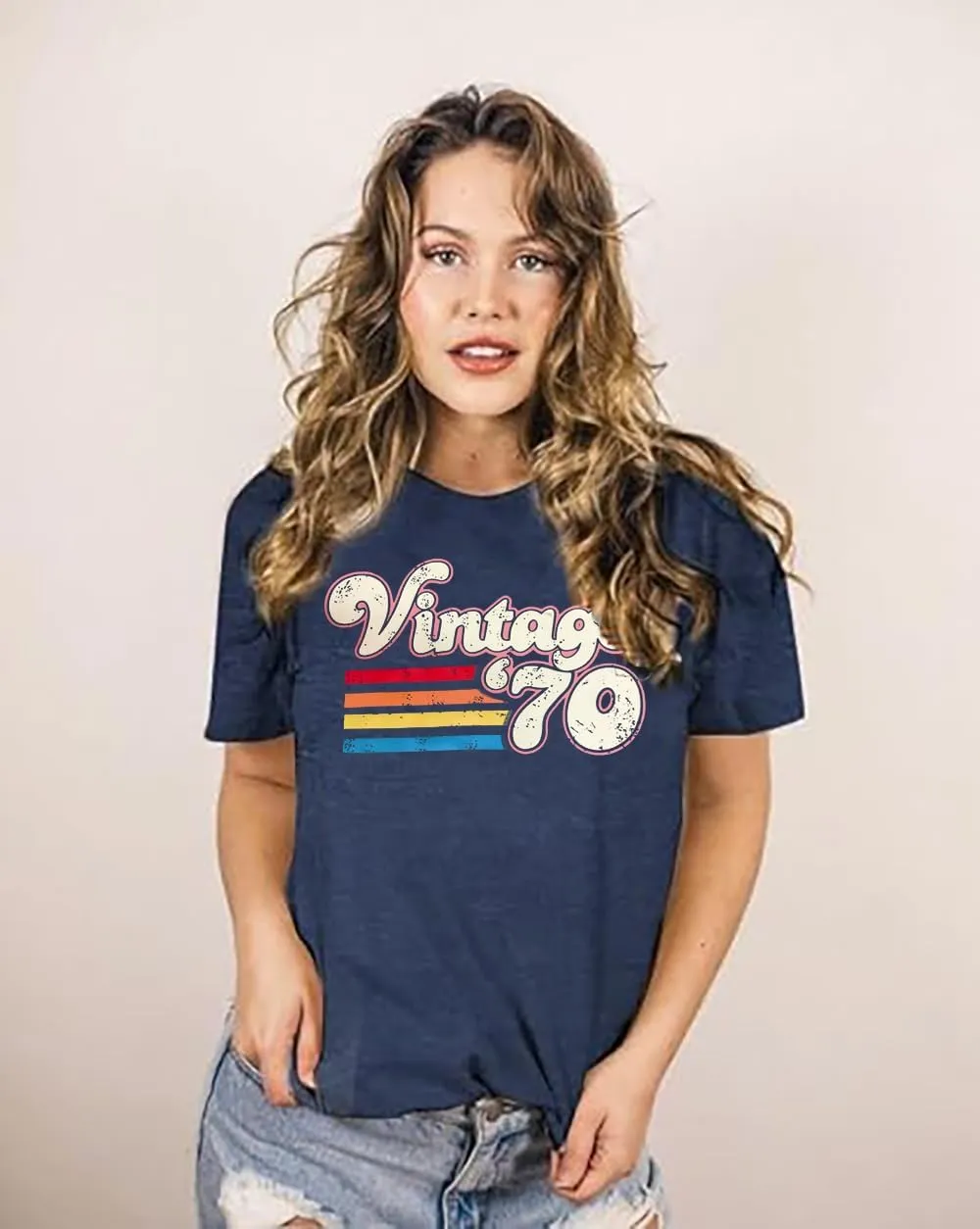 Women 55th Birthday Shirt Vintage 1970 Tshirt Fifty Five Bday Gift Casual Birthday Apparel Flower Graphic Tee Tops