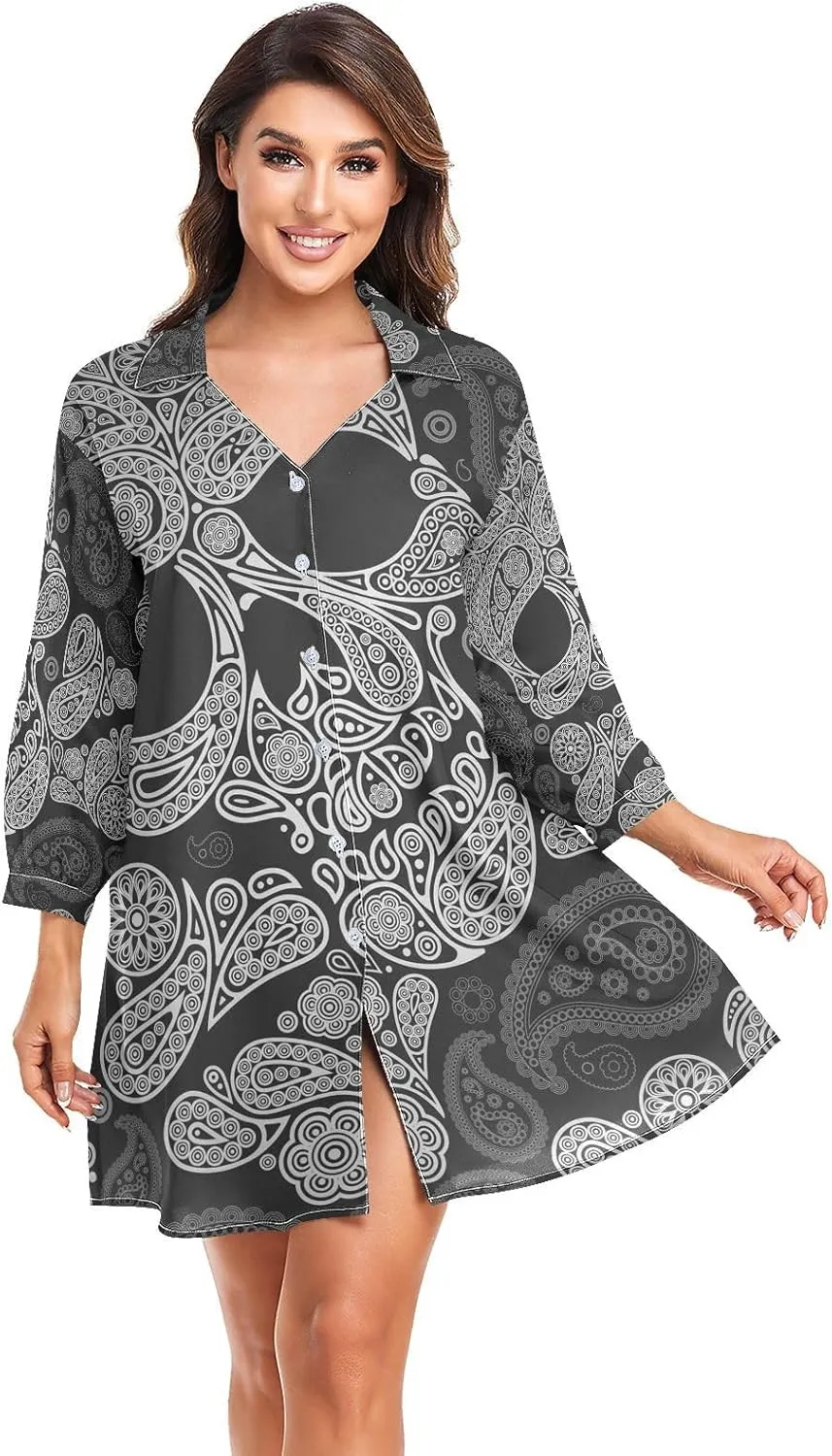 Women Button Down Beach Shirt Dress Midi Bathing Suit Cover Up Beachwear S-XXL