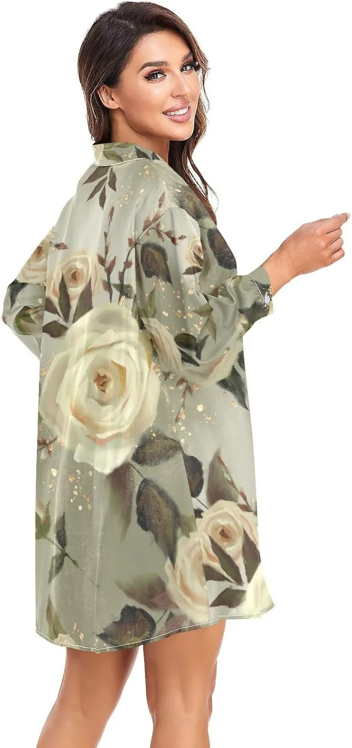 Women Button Down Beach Shirt Dress Midi Bathing Suit Cover Up Beachwear S-XXL
