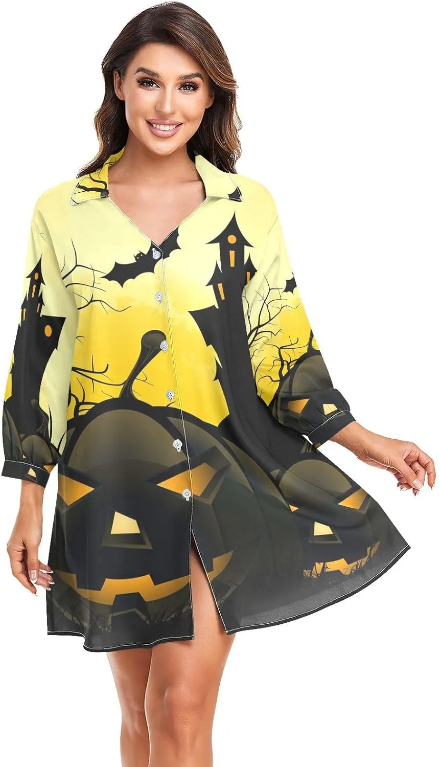 Women Button Down Beach Shirt Dress Midi Bathing Suit Cover Up Beachwear S-XXL