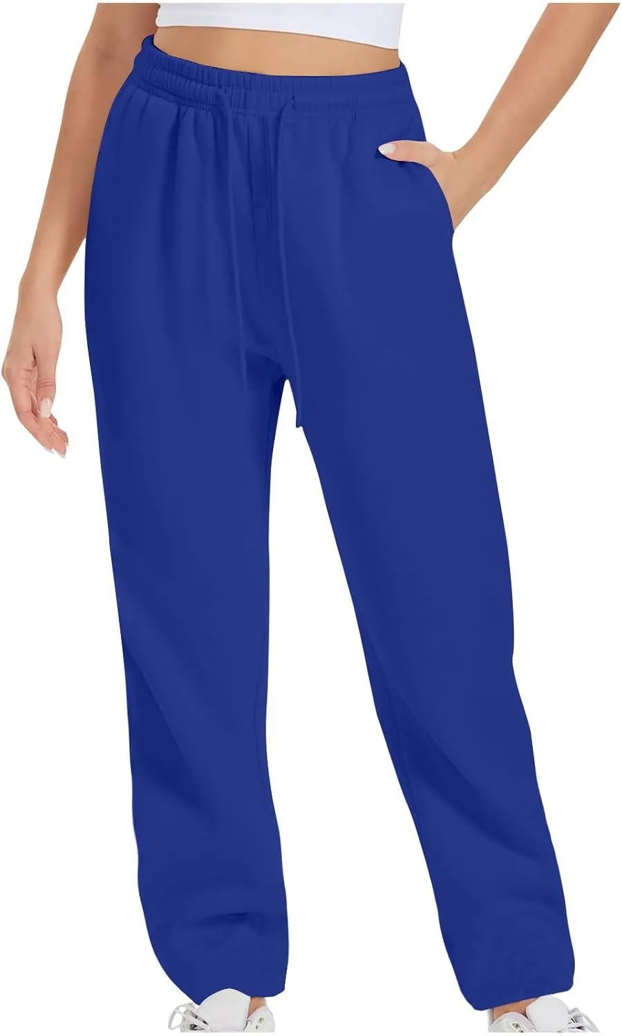 Women Drawstring Sweatpants Elastic Waist Sweatpant Plus Thick Trousers Solid Workout Pants Multi Pockets Fall Pant