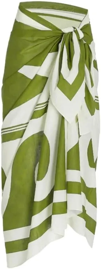 Women One-Piece Swimsuit with Cover up Wrap Skirt Sarong Bathing Suit Beach Outfit Summer