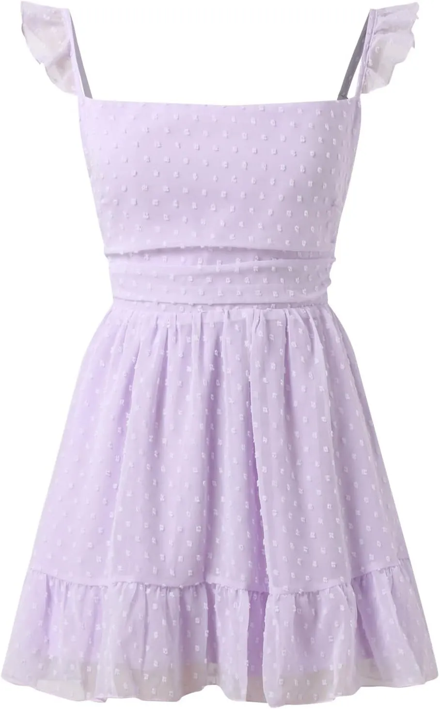 Women Spaghetti Strap Mini Dress Low Cut Sleeveeless Short Dress Backless Going Out Ruffle Cute Winter Dresses