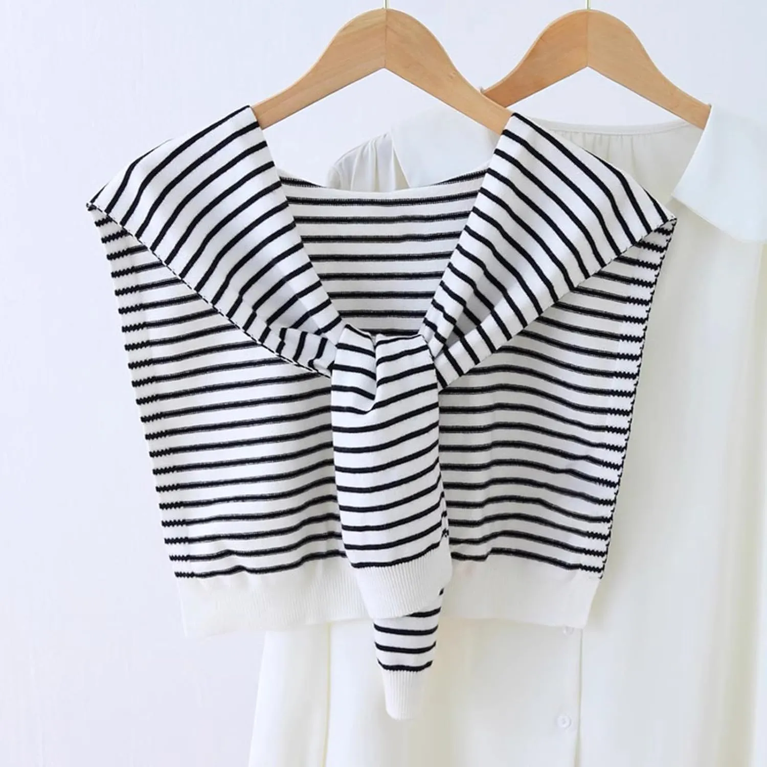 Women Sweater Shawl Wraps Y2K Knitted Tie Up Knotted Shoulder Cape Casual Travel Scarf Tops Trendy Preppy Streetwear