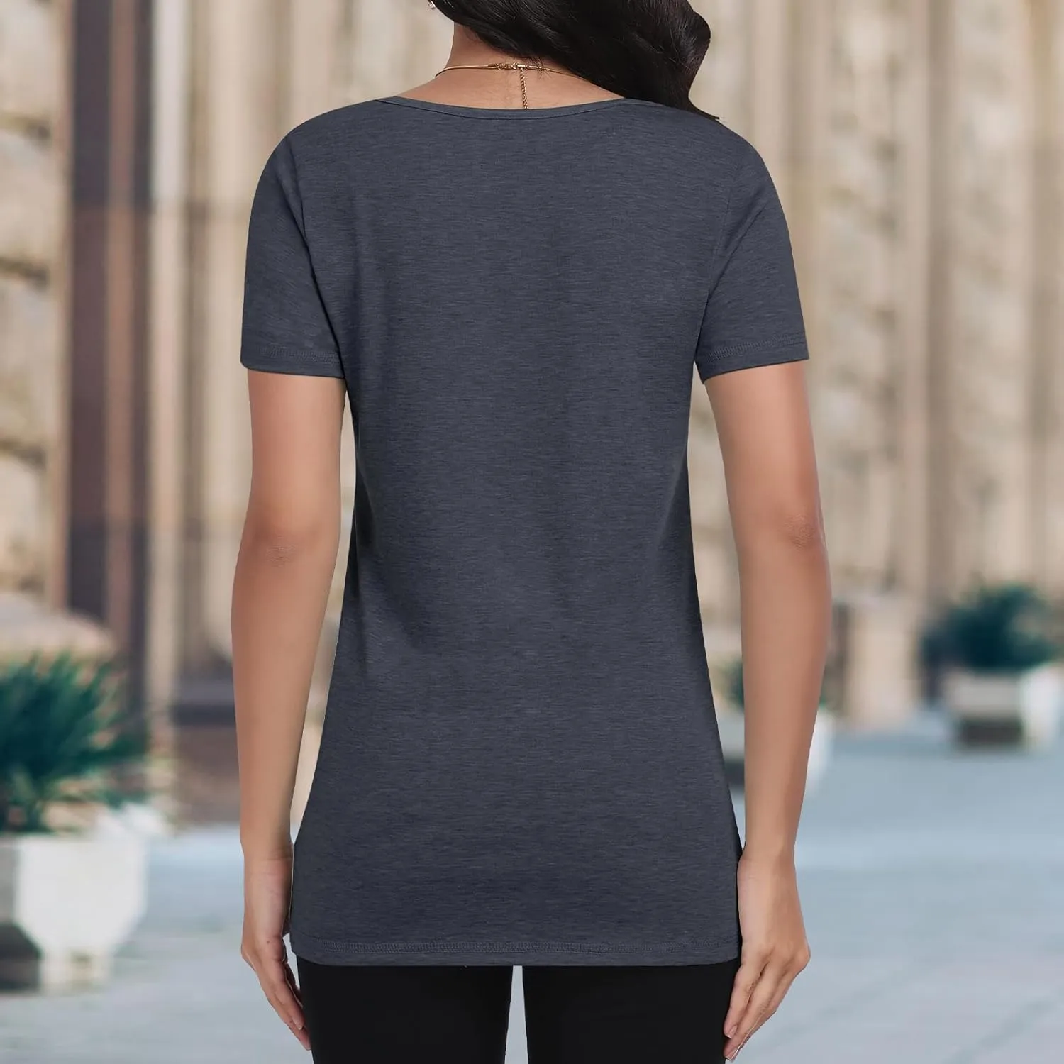 Women T Shirts 3 Pack Basic Womens Tops Short Sleeve Square Neck Tees for Women Casual Summer Outfits Clothes 2025
