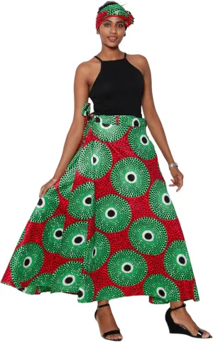 Women's African Printed Maxi Wrap Skirt FI 91