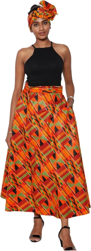 Women's African Printed Maxi Wrap Skirt FI 91