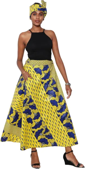 Women's African Printed Maxi Wrap Skirt FI 91