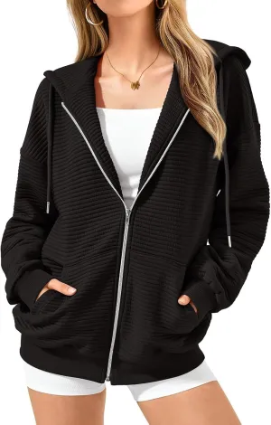 Womens Button Drawstring Y2k Hoodie Drop Shoulder Baggy Hooded Sweatshirt Lightweight Pullover Fall Clothes w/Pockets