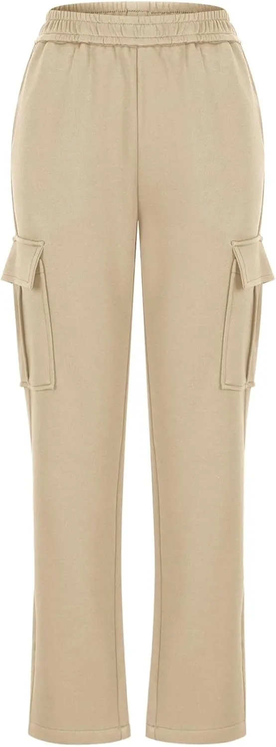 Womens Cargo Sweatpants Casual Elastic High Waist Joggers Pants 2024 Trendy Lounge Trousers with Pockets Fall Outfits