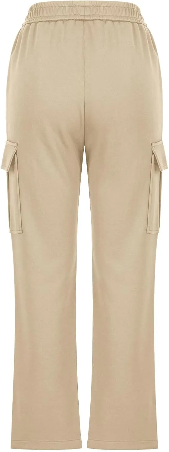 Womens Cargo Sweatpants Casual Elastic High Waist Joggers Pants 2024 Trendy Lounge Trousers with Pockets Fall Outfits