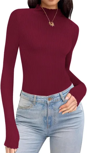 Women's Casual Basic Crop Tops Slim Fit Long Sleeve Crew Neck Tunic Tight Going Out T Shirts Dressy Casual Blouses