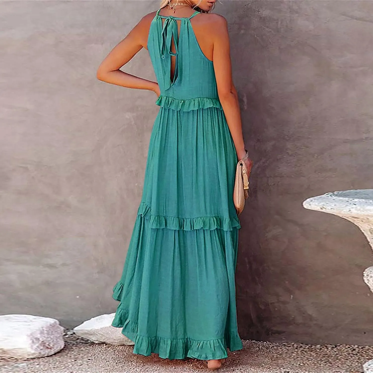 Women's Casual Maxi Sundress 2025 Summer Beach Dress Scoop Neck Sleeveless Loose Tank Dress Long Sundresses Women Plus Size