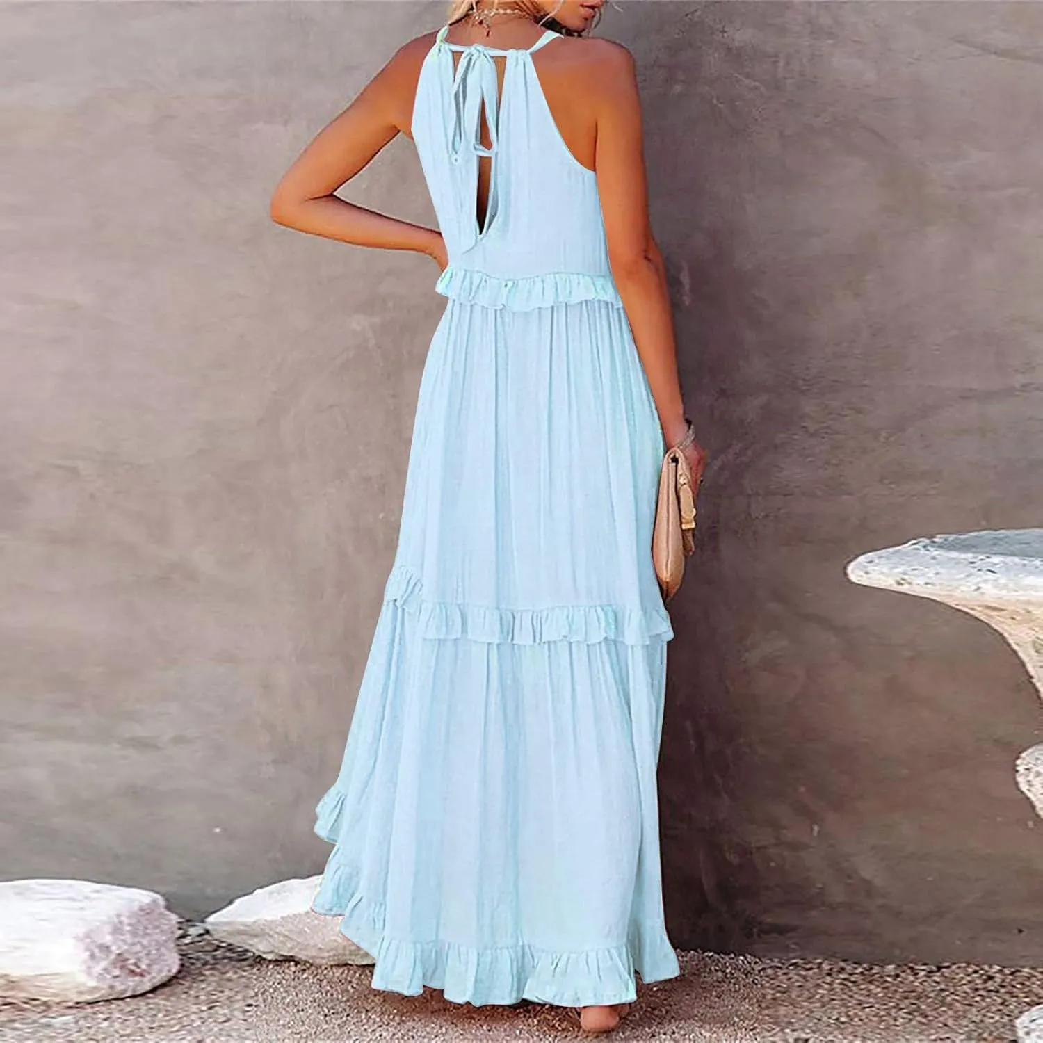 Women's Casual Maxi Sundress 2025 Summer Beach Dress Scoop Neck Sleeveless Loose Tank Dress Long Sundresses Women Plus Size