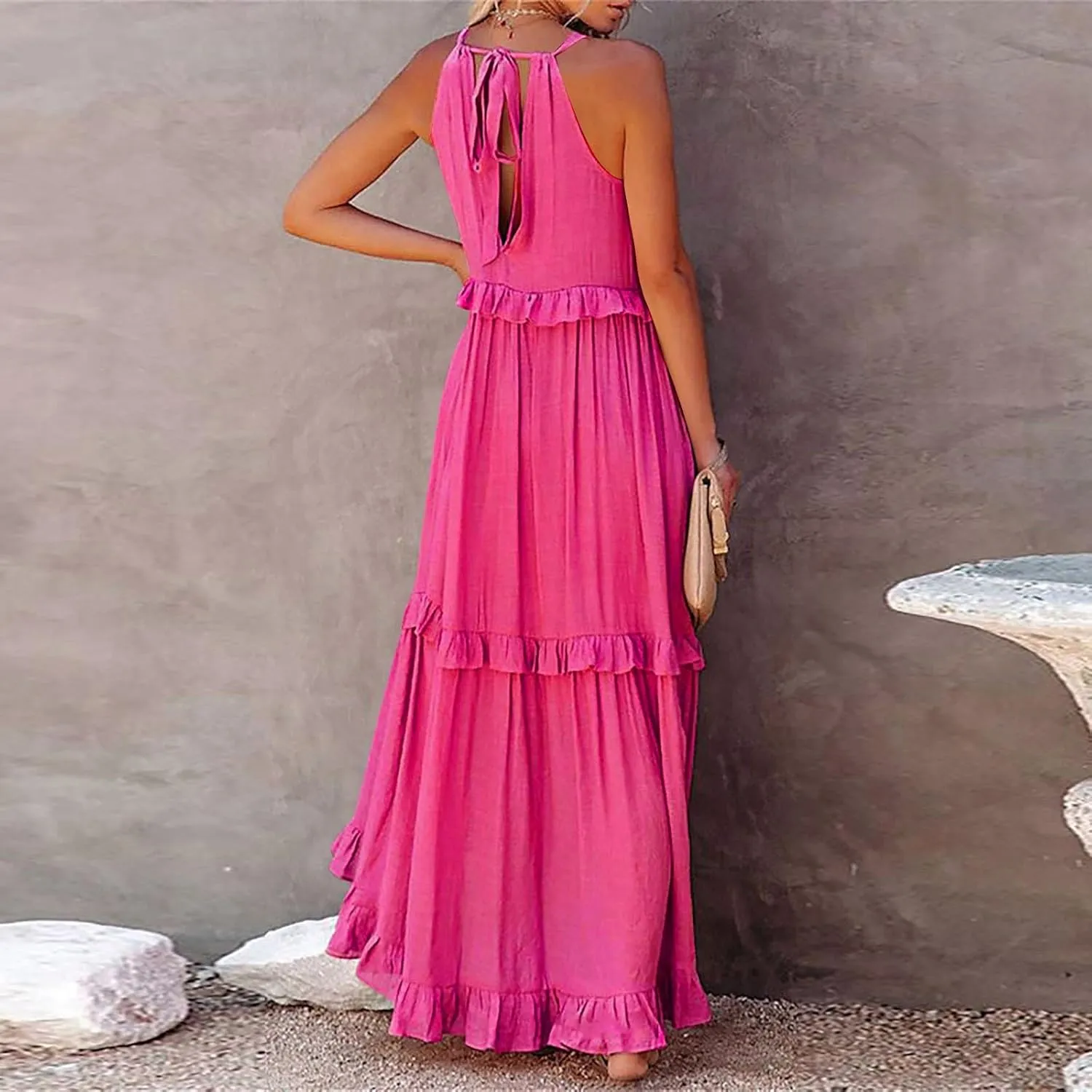 Women's Casual Maxi Sundress 2025 Summer Beach Dress Scoop Neck Sleeveless Loose Tank Dress Long Sundresses Women Plus Size