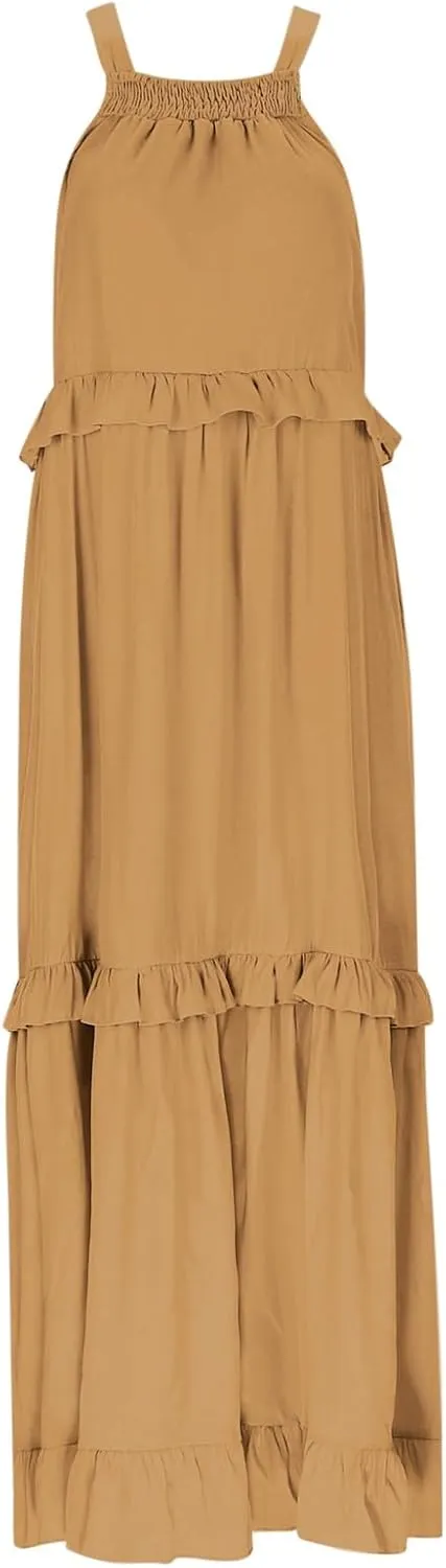 Women's Casual Maxi Sundress 2025 Summer Beach Dress Scoop Neck Sleeveless Loose Tank Dress Long Sundresses Women Plus Size