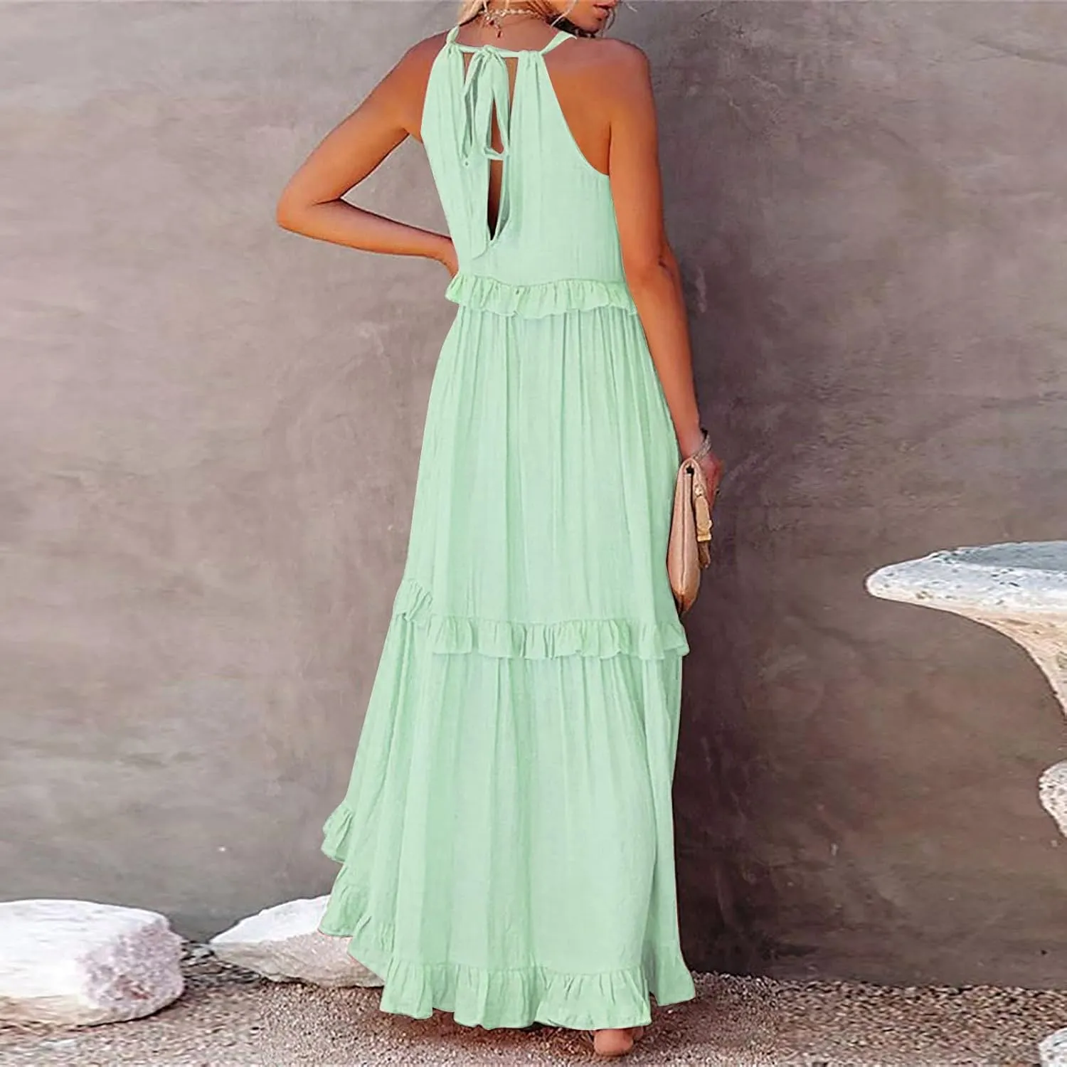 Women's Casual Maxi Sundress 2025 Summer Beach Dress Scoop Neck Sleeveless Loose Tank Dress Long Sundresses Women Plus Size