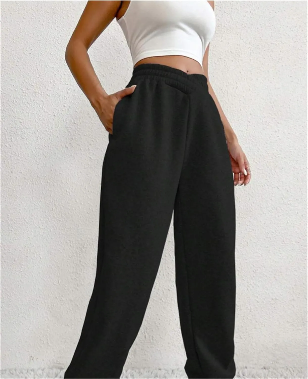 Womens Casual Pants V Crossover Waist Sweatpants Cinch Bottom Workout Trousers Baggy Y2K Jogger
