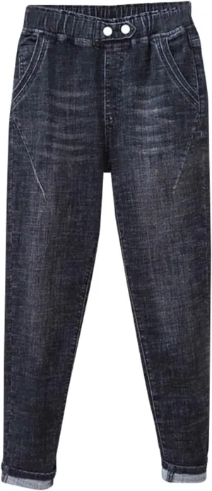 Womens Elastic Waist Ripped Distressed Jeans Pants for Curvy Boyfriend Straight Leg Bell Bottom Jeggings Plus Size
