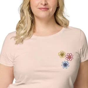 Womens Embroidered Spring Flowers Organic t-Shirt