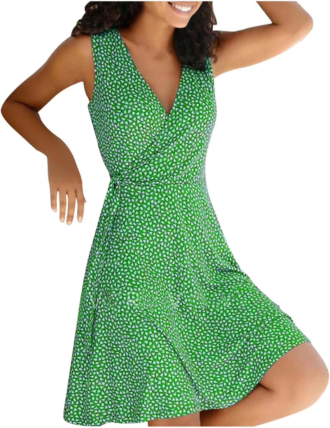 Women's Floral Wrap V Neck Midi Dress A Line Swing Cap Sleeve Midi Dress Multicolour Scoop Neck Mini Dresses