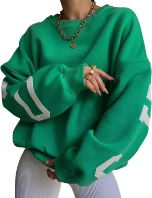 Womens Graphic Sweatshirt Y2K Oversize Letter Chicago Graphic Print Sweatshirt Drop Shoulder Crewneck Pullover Tops
