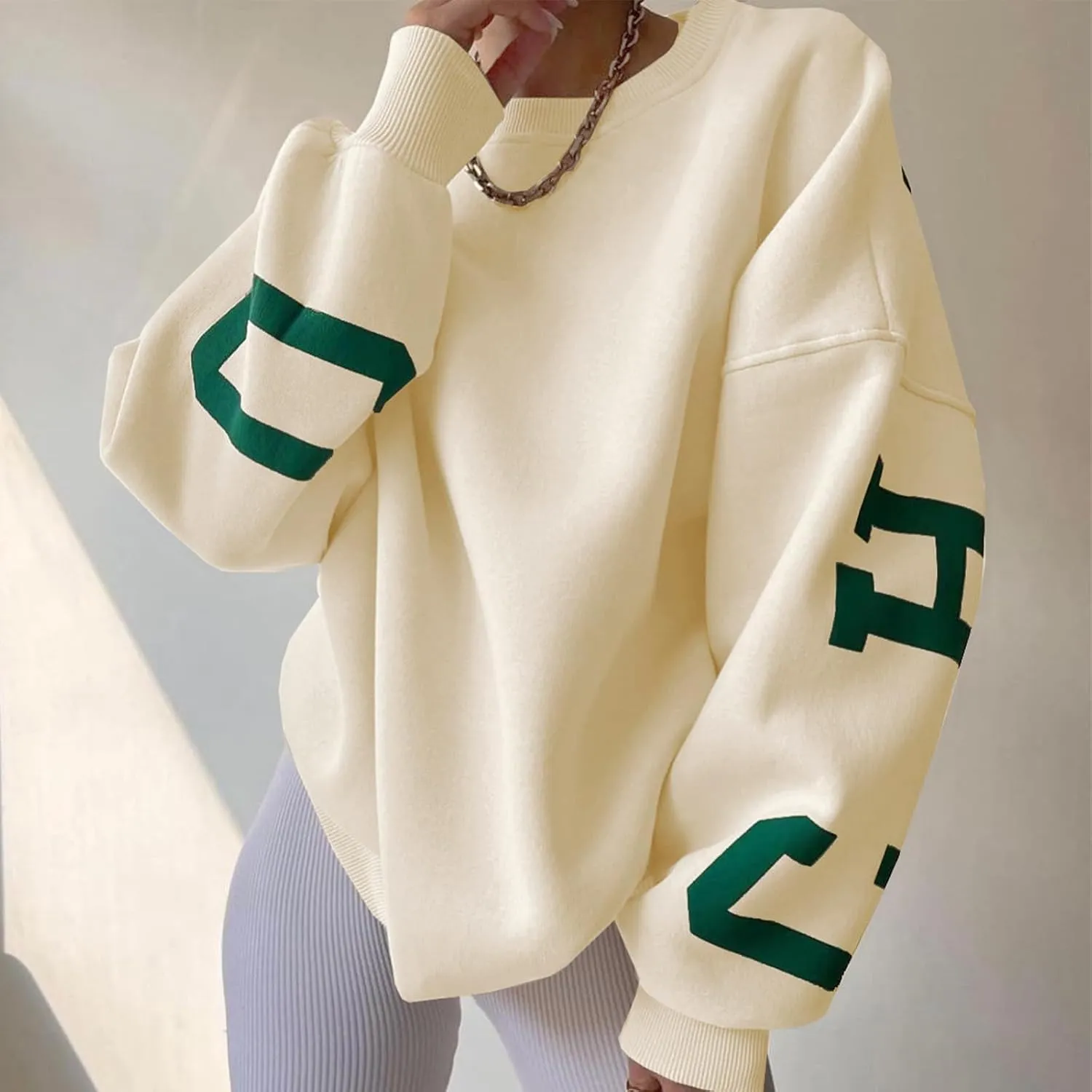 Womens Graphic Sweatshirt Y2K Oversize Letter Chicago Graphic Print Sweatshirt Drop Shoulder Crewneck Pullover Tops